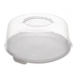 Prato Para Bolo 28 cm De Plástico Com Tampa E Alça Branco